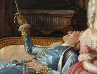 Scène van het hof van Christiaan VII, detail